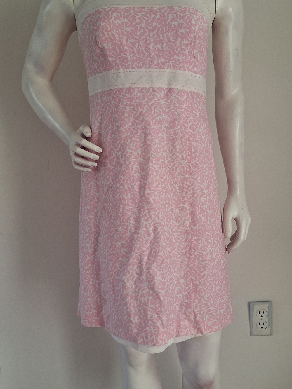 Gorgeous Designer Alex Marie Pink&White Summer Dress Linen & Rayon Sz 4 Like New